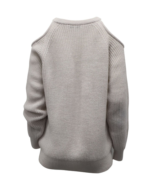 Women's Iro Lineisy Cold Shoulder Ribbed Knit Sweater in Light Beige Acrylic