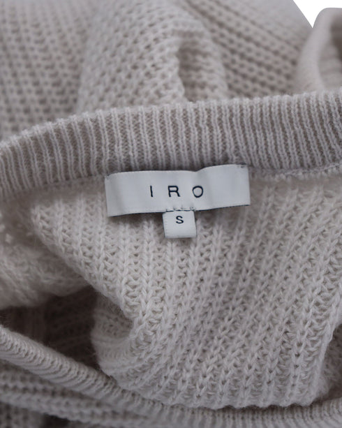 Women's Iro Lineisy Cold Shoulder Ribbed Knit Sweater in Light Beige Acrylic