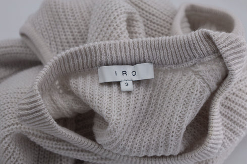 Women's Iro Lineisy Cold Shoulder Ribbed Knit Sweater in Light Beige Acrylic