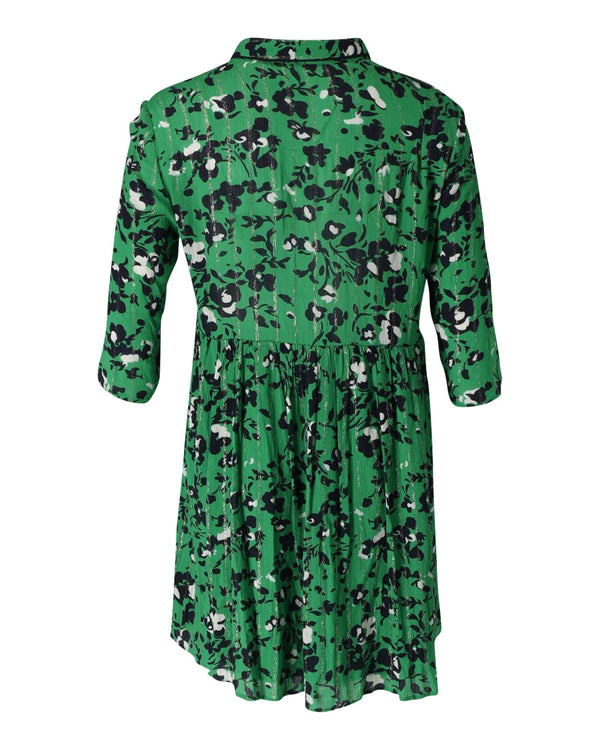 Women's Ba&Sh Floral Button-Front Gathered Skirt Mini Dress in Green Viscose
