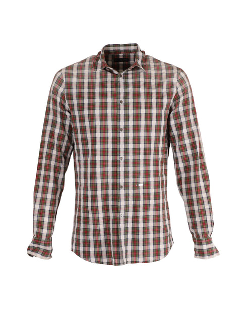 Men's Dsquared2 Checkered Shirt with Elbow Patch in Multicolor Cotton