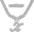 14MM Custom Initial Letter Cuban Butterfly Pendant Necklace