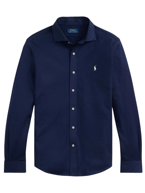 RALPH LAUREN Jersey Spread-Collar Shirt Cruise Navy