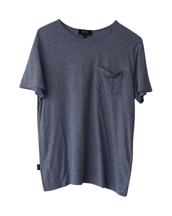 Men's A.P.C. Short Sleeve Crewneck T-Shirt in Light Blue Cotton