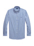RALPH LAUREN Custom Fit Stretch Poplin Shirt Blue/White Bengal Stripe