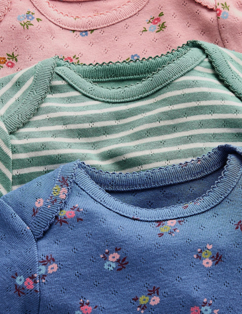 3-pack Pointelle Bodies-Pink/Blue Ditsy Floral