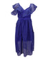Women's Self Portrait One Shoulder Ruffled Midi Dress in Blue Polyester Lace