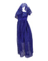Women's Self Portrait One Shoulder Ruffled Midi Dress in Blue Polyester Lace