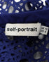 Women's Self Portrait One Shoulder Ruffled Midi Dress in Blue Polyester Lace