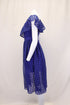 Women's Self Portrait One Shoulder Ruffled Midi Dress in Blue Polyester Lace