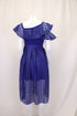 Women's Self Portrait One Shoulder Ruffled Midi Dress in Blue Polyester Lace
