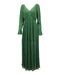 Women's Self-Portrait Pleated V-Neck Gown in Green Polyester