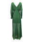 Women's Self-Portrait Pleated V-Neck Gown in Green Polyester