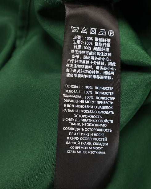 Women's Self-Portrait Pleated V-Neck Gown in Green Polyester