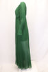 Women's Self-Portrait Pleated V-Neck Gown in Green Polyester