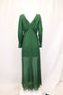 Women's Self-Portrait Pleated V-Neck Gown in Green Polyester