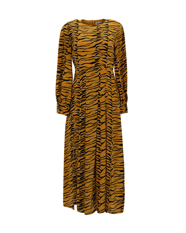 Women's Rixo Emma Midi Dress in Animal Print Polyester