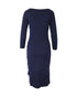 Women's Moschino Ruffle Midi Dress in Navy Blue Wool