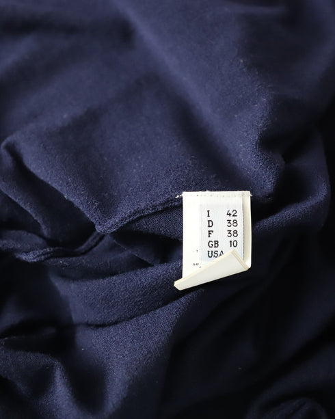 Women's Moschino Ruffle Midi Dress in Navy Blue Wool