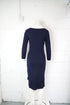 Women's Moschino Ruffle Midi Dress in Navy Blue Wool