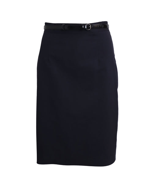 Women's Moschino Cheap And Chic Skirt with Belt in Navy Blue Virgin Wool