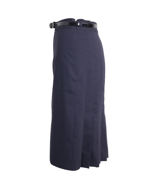 Women's Moschino Cheap And Chic Skirt with Belt in Navy Blue Virgin Wool