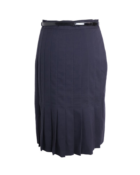 Women's Moschino Cheap And Chic Skirt with Belt in Navy Blue Virgin Wool