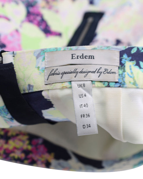 Women's Erdem Floral Print Pencil Skirt in Multicolor Viscose