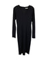 Women's Jil Sander Long Sleeve Midi Dress in Black Viscose