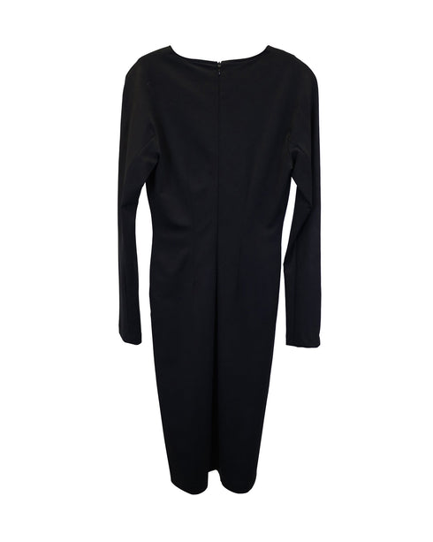 Women's Jil Sander Long Sleeve Midi Dress in Black Viscose