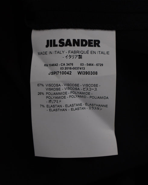 Women's Jil Sander Long Sleeve Midi Dress in Black Viscose