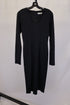 Women's Jil Sander Long Sleeve Midi Dress in Black Viscose