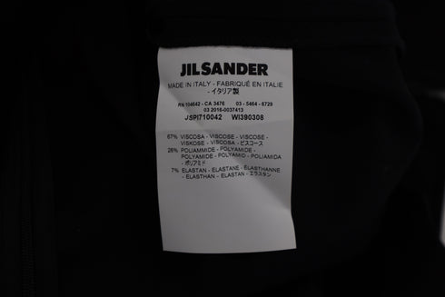 Women's Jil Sander Long Sleeve Midi Dress in Black Viscose