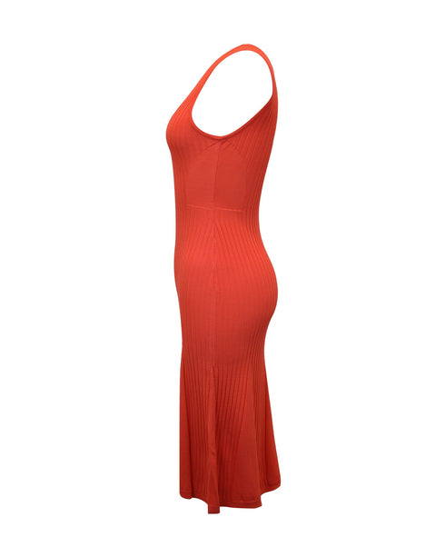 Women's Jason Wu Knitted Sleeveless Maxi Dress in Coral Viscose