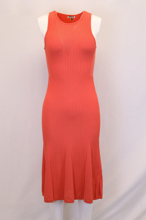 Women's Jason Wu Knitted Sleeveless Maxi Dress in Coral Viscose
