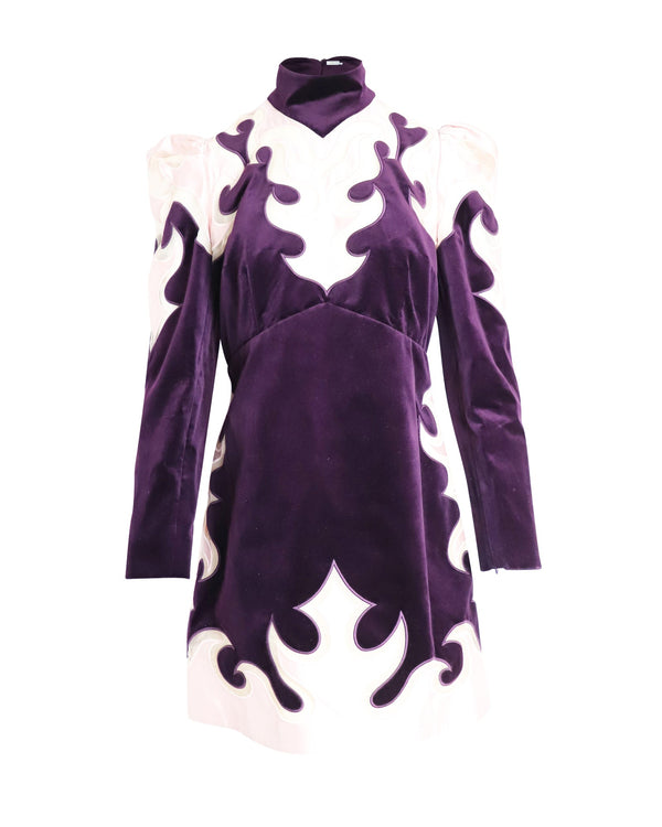Women's Zimmermann Ladybeetle Mystic Embroidered Mini Dress in Purple Cotton