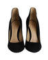 Women's Gianvito Rossi Round-toe Flared Pumps in Black Suede
