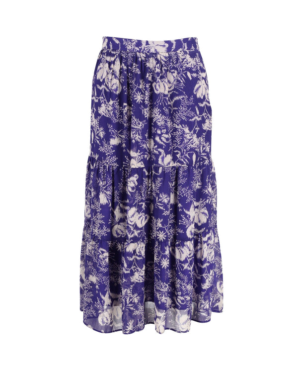 Women's Ba&sh Uria Floral Print Tiered Skirt In Purple Polyester