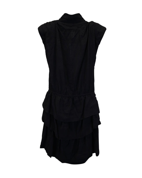 Women's Iro Calcie Day Tiered Mini Dress in Black Rayon