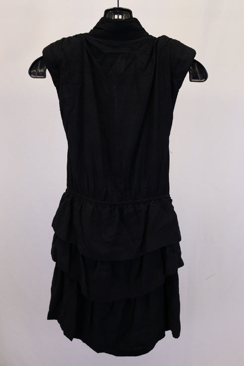 Women's Iro Calcie Day Tiered Mini Dress in Black Rayon