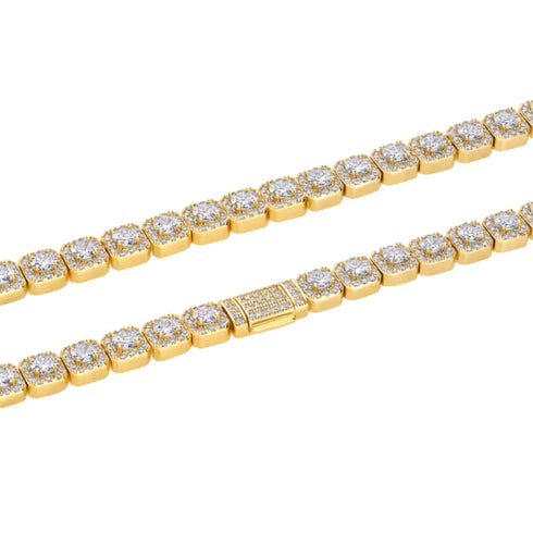 Clustered Tennis Chain (Gold) - 8mm