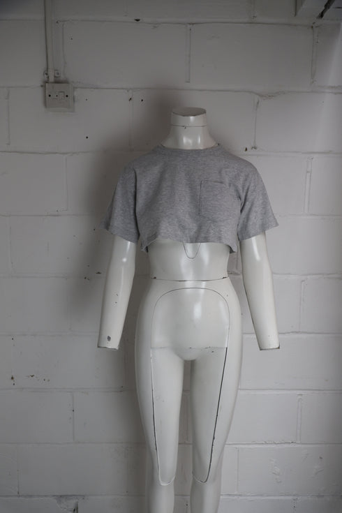 Women's Alexander Wang Cropped T-Shirt in Grey Cotton
