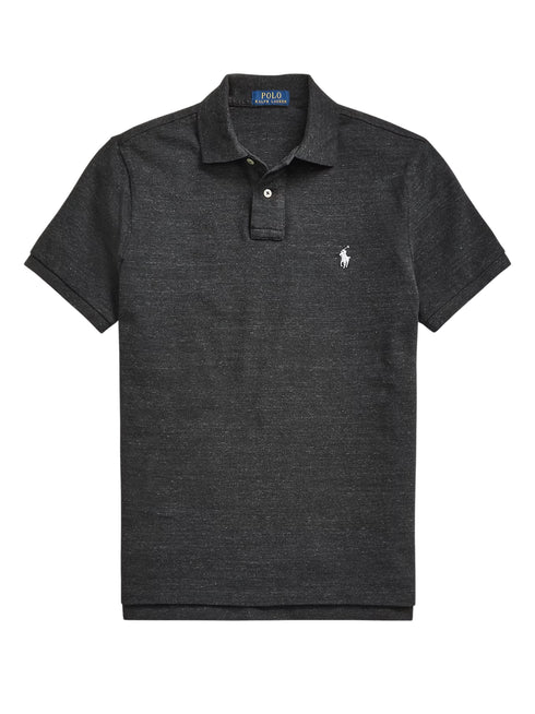 RALPH LAUREN The Iconic Mesh Polo Shirt Black Marl Heather