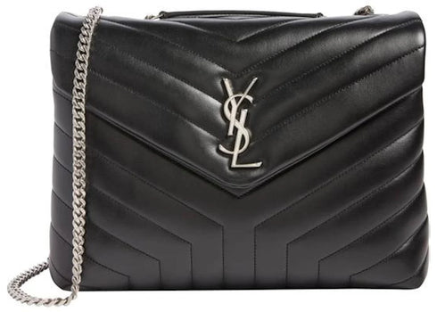 Saint Laurent Loulou Silver-tone Medium Black