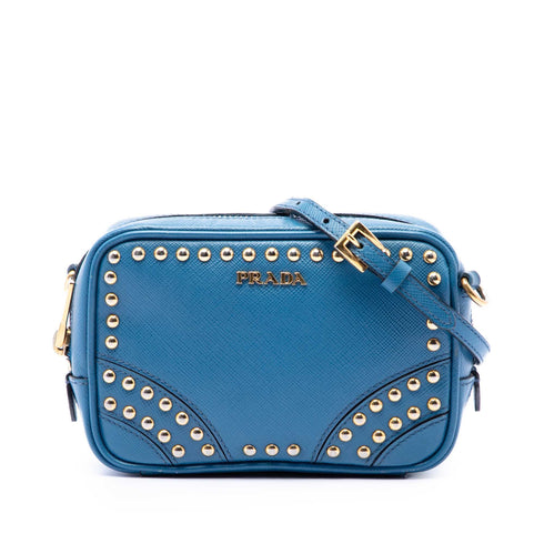 Zip Crossbody Bag Studded Vernice Saffiano Leather Mini