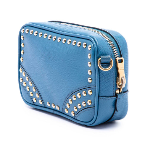 Zip Crossbody Bag Studded Vernice Saffiano Leather Mini