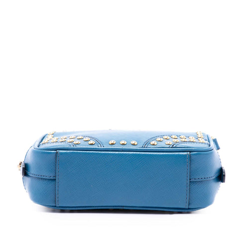 Zip Crossbody Bag Studded Vernice Saffiano Leather Mini