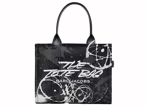 Marc Jacobs x Futura Leather Large Tote Bag Black/White