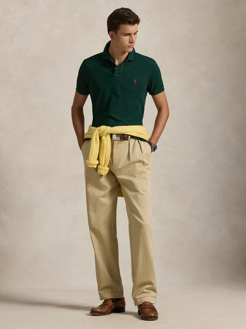 RALPH LAUREN Custom Slim Fit Mesh Polo College Green