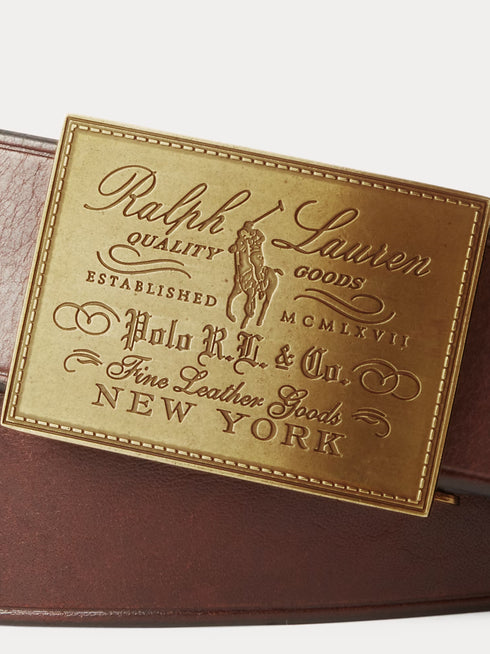 RALPH LAUREN Heritage Plaque-Buckle Belt Brown